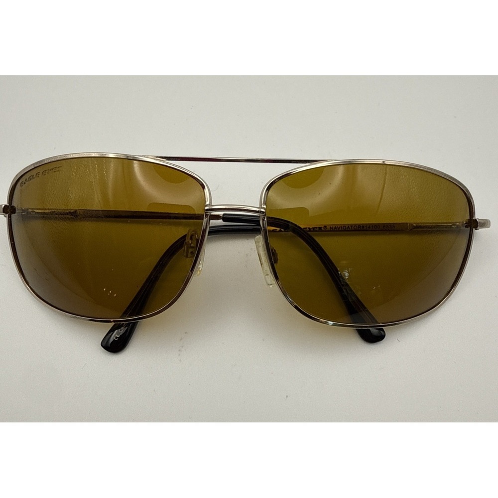 Eagle Eyes 'Navigator' Aviation Sunglasses VTG Gold Frame & Brown/Yellow Lens
